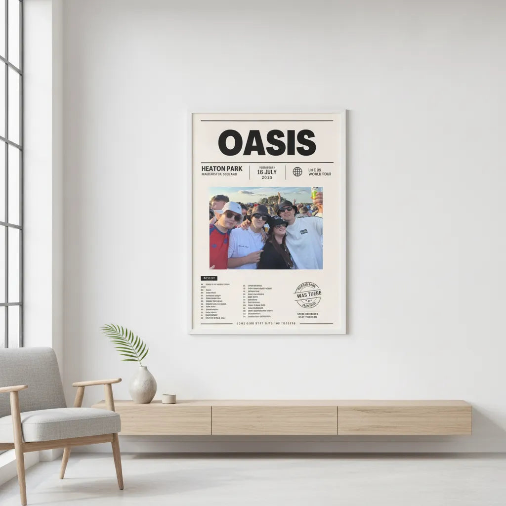 Personalised Oasis Heaton Park Setlist Selfie Poster